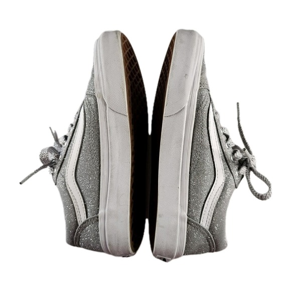 Vans Old Skool Glitter Sparkle Silver Lace Up Low Top Sneakers Kids Size 3 - Picture 4 of 11